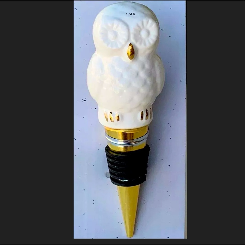 CIROA LETS GIVE THANKS BOTTLE STOPPER OWL CERAMIC